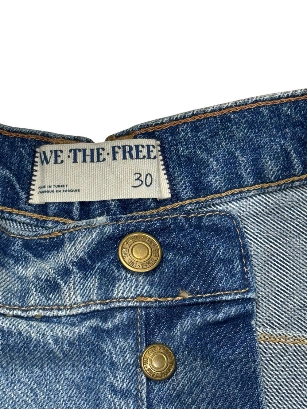 We The Free People Sz 30 good Luck Mid-Rise Barrel Jeans Blue Boho - Flawed - Picture 6 of 14